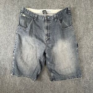 Paco Jeans Mens 36 Carpenter Denim Shorts Blue Faded Utility Workwear Baggy Y2K